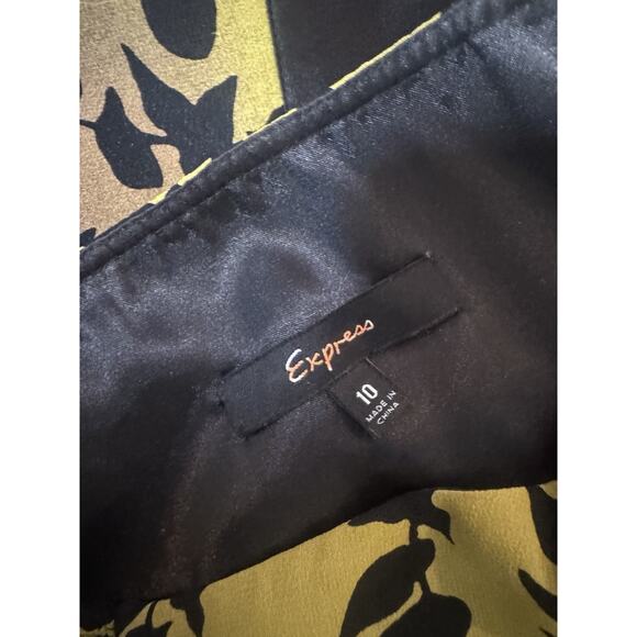 Express Y2K Silk Halter Top Lime Green Purple Ombré Tropical Leaf Blouse Sz 10 - Picture 9 of 16